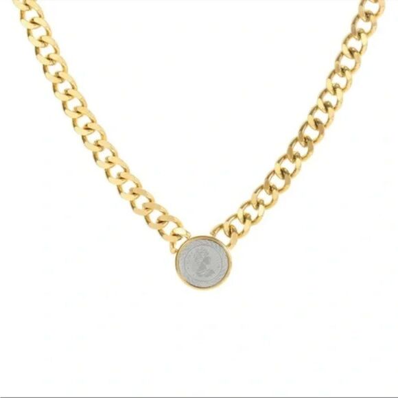 ⭐️ 18K Gold Vintage Coin Chunky Chain Necklace - Picture 2 of 6